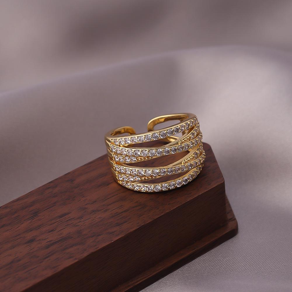 Bague Vague Diamant Multicouche Style Coréen pour Femmes - Bijou d'Index Mode Européenne & Américaine