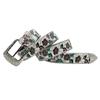 Rhinestone Belt Printed Brown Flower PU Printed Belt Design Feel Pin Buckle Belt