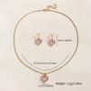 Elegant Box Chain Choker Pink Heart-shaped Pendant Necklace Earring Women's Daily Dating Zircon Ideal Valentine's Day Gift