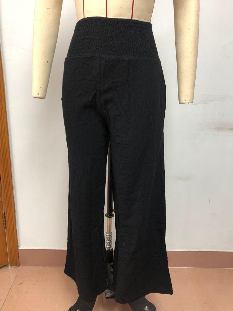 Cross2026 Women's Comfortable Cotton Linen Mid-Waist Long Pants - Casual Spring European American Style