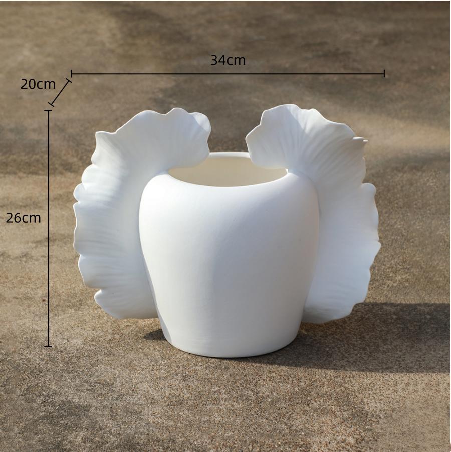 Creative Hand-painted Ceramic Vases Wavy Patterned Wings Ceramic Handicraft Floral Arrangement Accessories Home Decoration