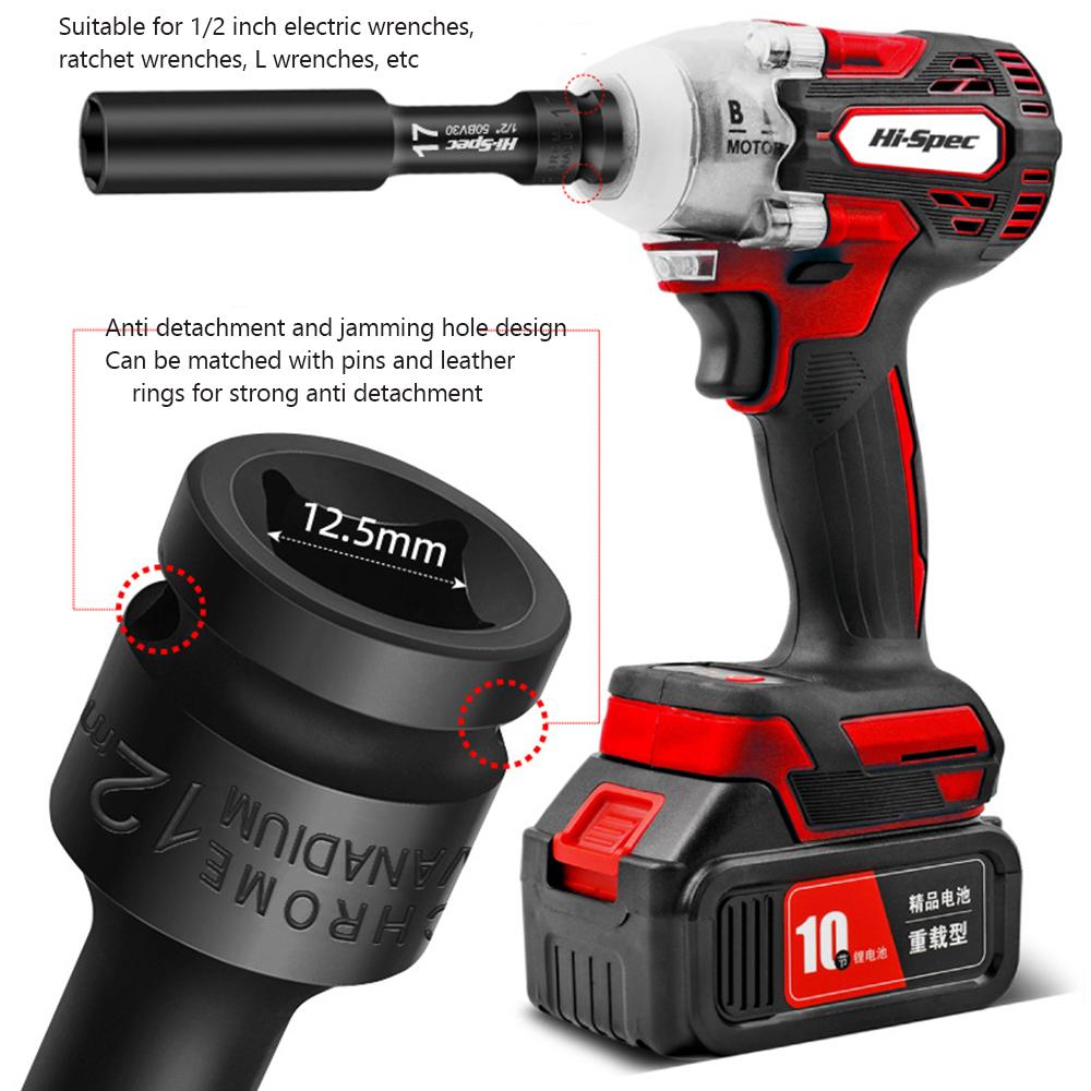 Clé à douille 1/2 tête hexagonale 8-24mm Adaptateur Clé Convertisseur Douille profonde Outils de retrait de pneu