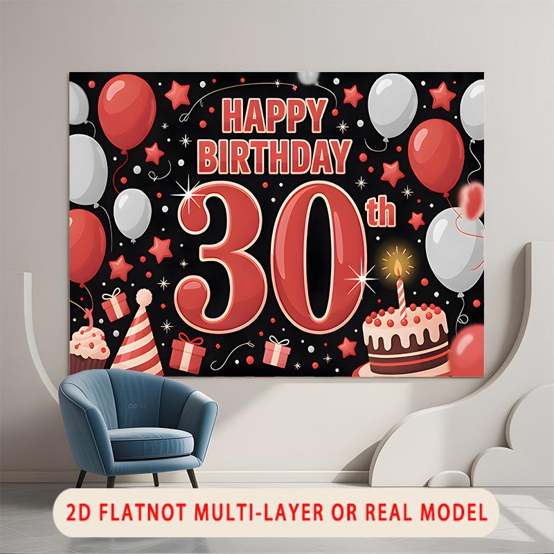 Party Backdrop Birthday Stars Balloon Confetti 30th 30 Photo Booth Background Wall Decor
