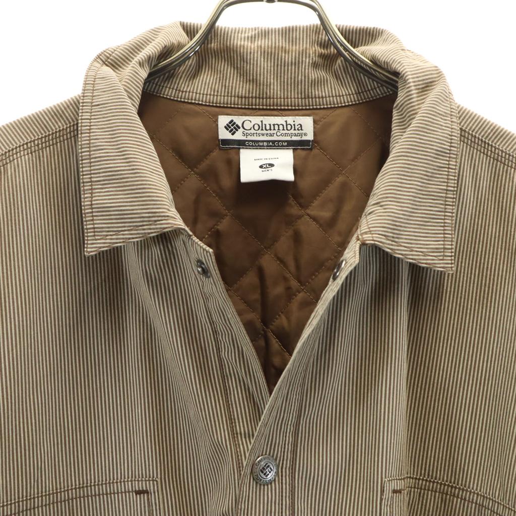 Columbia Striped Pattern Shirt jacket XL Gurege Padded Outdoor Men's Used