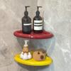 Wall Mounted Bathroom Floating Shelves Plastic Suction Cup Dopamine Color Corner Storage Shelf Rustproof Drainable Design