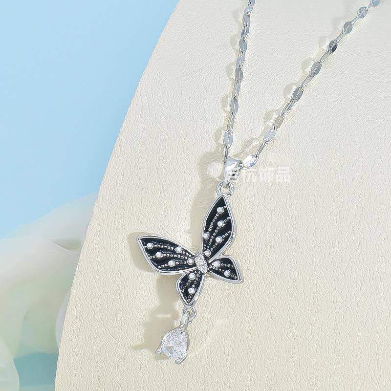 Tassel Butterfly Necklace Women'S Senior Simple Personality Versatile Pearl Pendant Of The Same Style