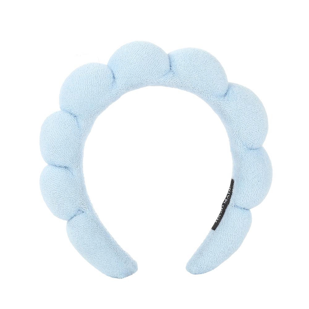 Women's Cute Blue Cloud Headband - Wide, High Skull Top for Face Washing