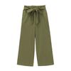 Girls' Washed Wide Leg Pants - Lightweight Wrinkle Texture Summer Trousers