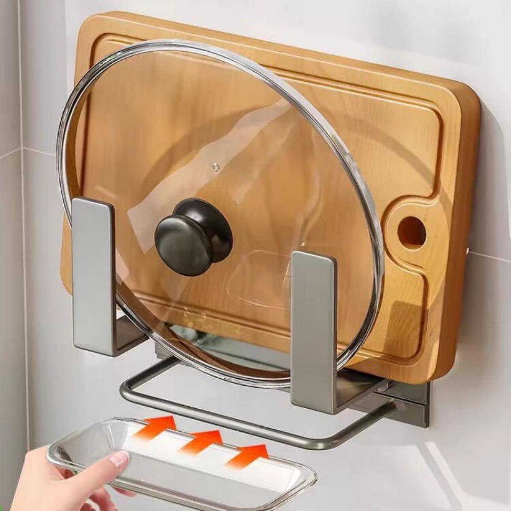 

1 шт. Органайзер-подставка для крышек кастрюль, настенный, для крышек кастрюль с поддоном, для дверцы кухонного шкафа, для хранения противней, сковород, подносов серый