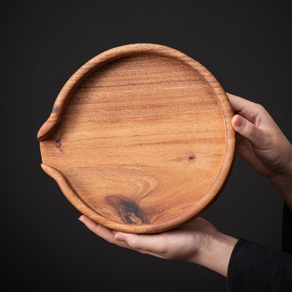 U Shaped Opening Wooden Serving Tray Multifunction Design Tea Coffee Snack Tray  For Tea Serving