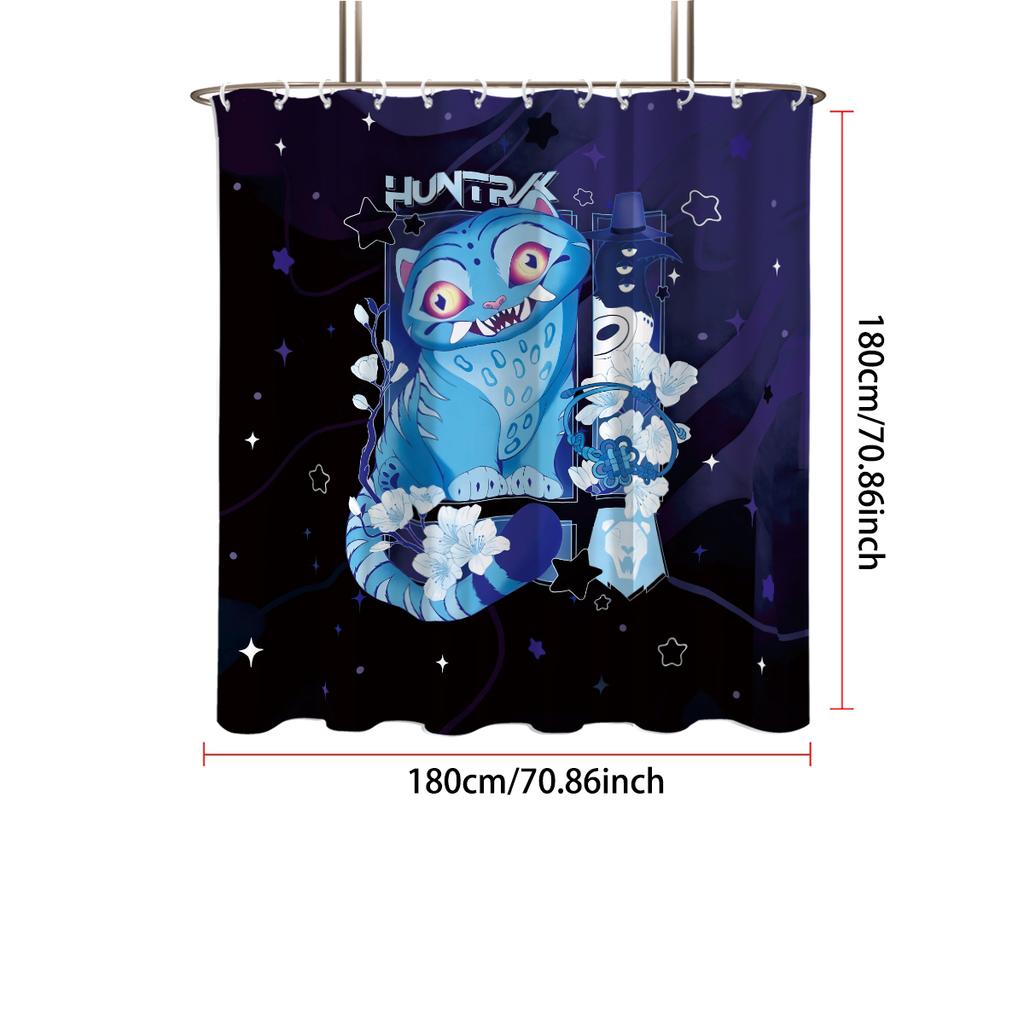 1pc K-Pop Demon Hunters Printed Waterproof Shower Curtain Multi Size Privacy Hanging Curtain with 12 Hooks Easy Installation