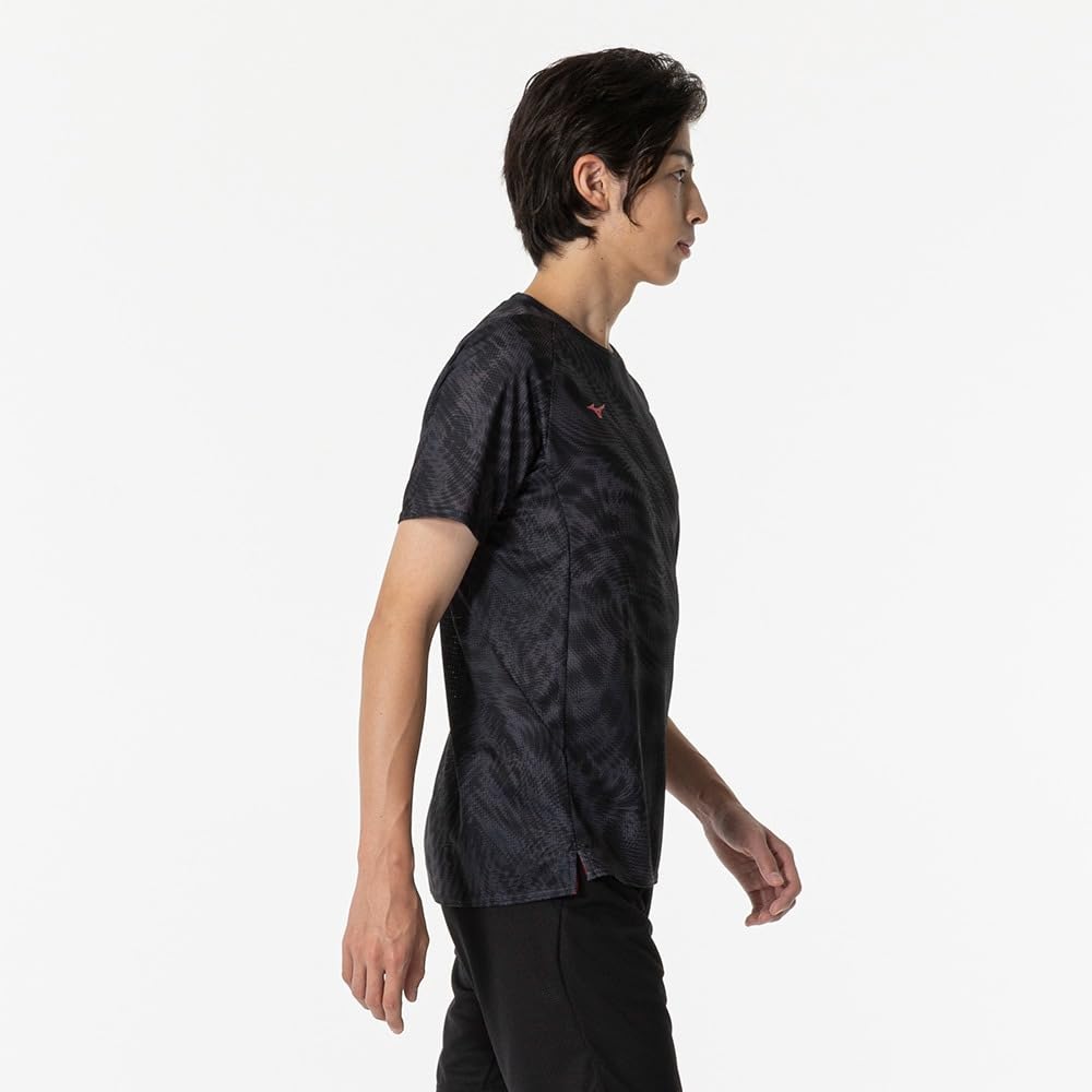 Dry Aeroflow Short Sleeve Training Breathable Size 32MAB020 Men's T-Shirt, Fabric, Quick-Drying, Black,