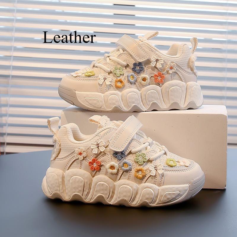 Nya barnskor för vår och höst, andningsbara, pojkar och flickor blommiga brödskor