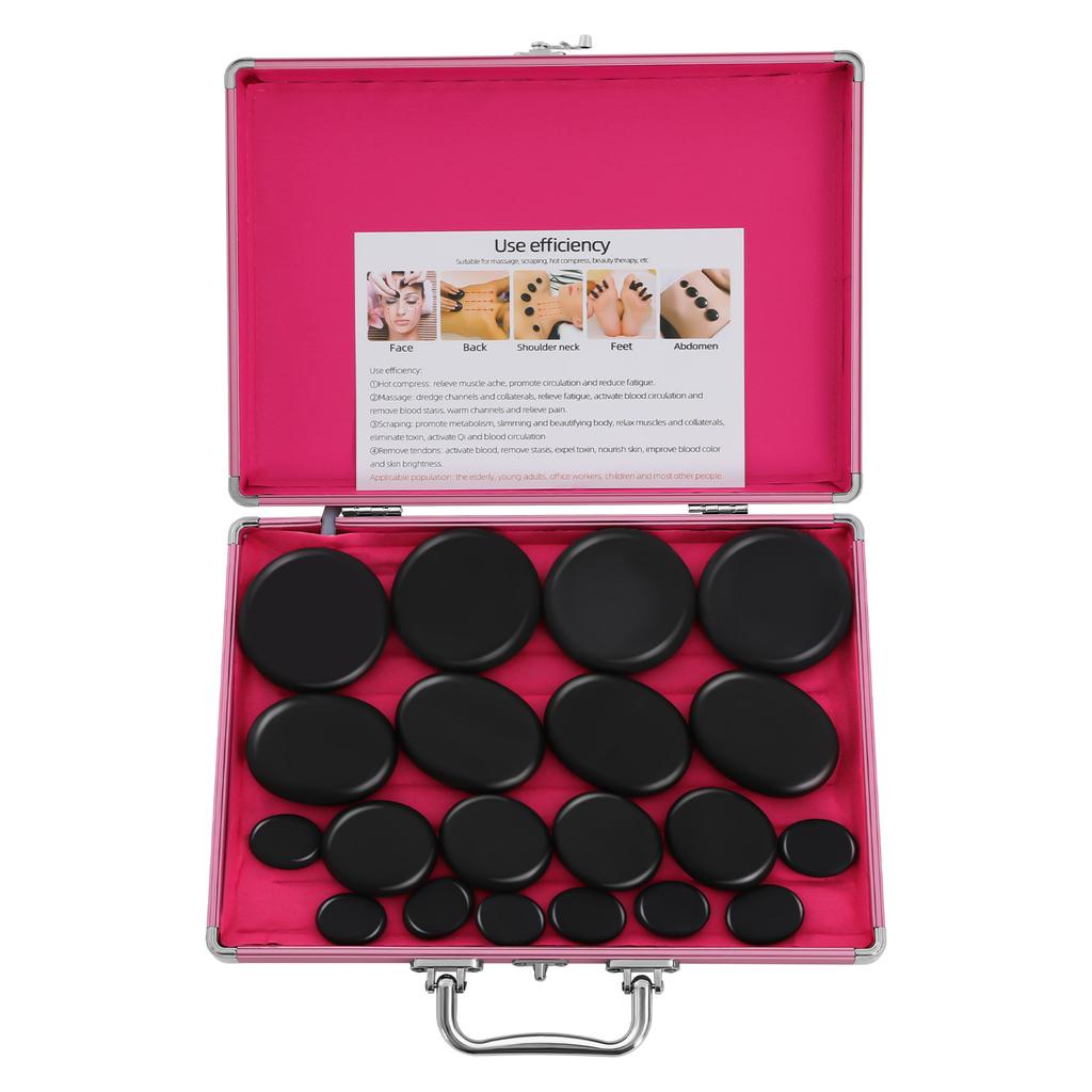 20PCS Portable Massage Stones, Basalt Hot Stones Heater Kit Body Relax Heat Rocks Stone Massage with Heater Box for Body Massage