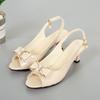 Summer Sandals Women's Bow New Mid Heel Shoes Shallow Fashion Shoes