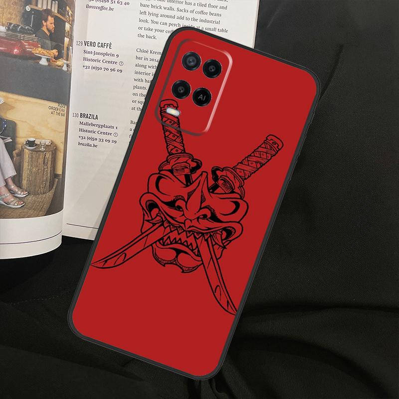 Samurai Oni Mask For Oppo A38 A18 A58 A78 A98 A79 A40 A60 A80 A16 A76 A96 A15 A74 A94 A54 A77 A17 Phone Case
