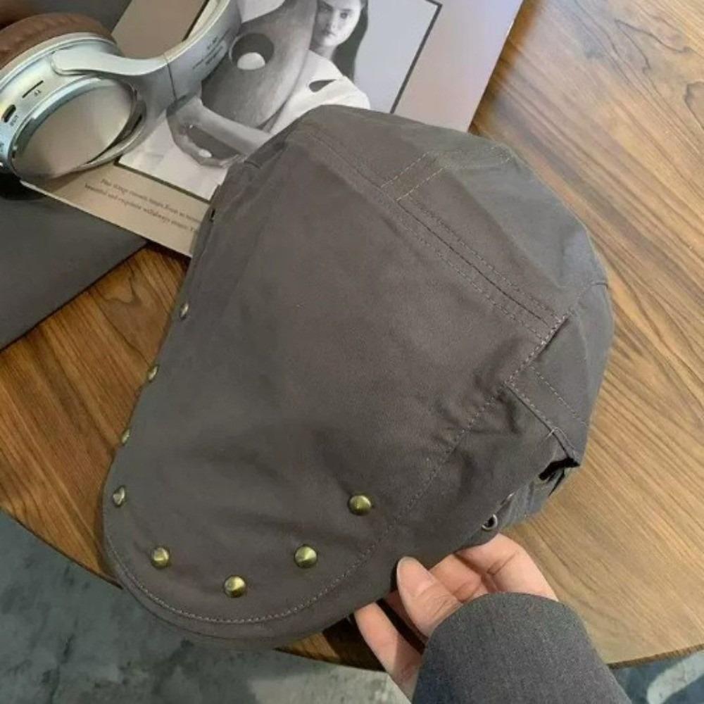 Lightweight Rivet Beret Hat Y2K Newsboy Hat Fashion Hip Hop Cap for Women