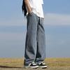 Light Blue Washed Men's Jeans Straight Leg Wide Leg Thin Summer Casual American Retro Loose Fit Long Pants