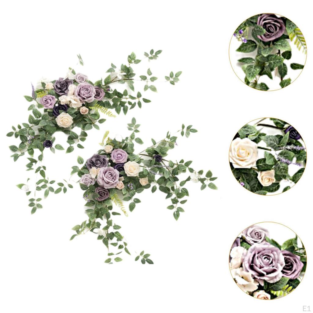 2x Wedding Arch Flowers Kit, Artificial Flower Arrangement, Floral Swag for Ceremony, Window ,Wall,