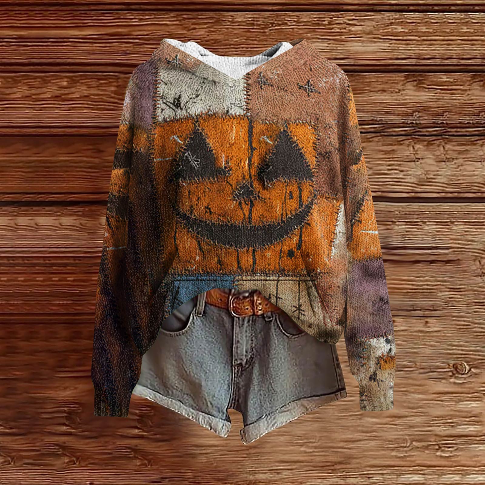 

Женские толстовки Вязаный свитер Милая рубашка Осенний пуловер Толстовка с капюшоном S оранжевый