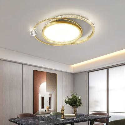 Plafonniers LED ronds à intensité réglable à distance pour salon, chambre à coucher, bureau, lustre en acrylique doré, éclairage d'intérieur, luminaires décoratifs