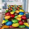 Fashion M&M Chocolate Logo Duvet Cover Pillowcase Bedding Set Boys Girls Bedroom Decoration Children Gift Single Double Size