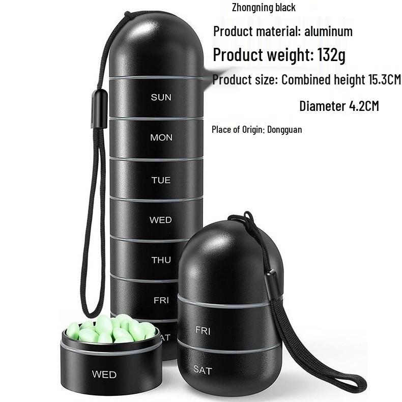 Compact Metal Weekly Pill Box for Travel and Elderly - Convenient, Sealed, Portable Storage