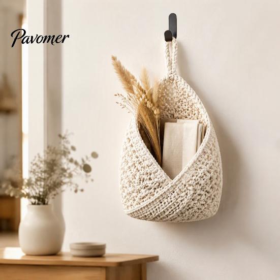 Neutraler Creme-Stil Dekor 3 Stück Hängender Gewebter Baumwollseil Aufbewahrungskorb, Wandmontierter Organizer Boho Küche Obst Hängematte Beutel, Multifunktional