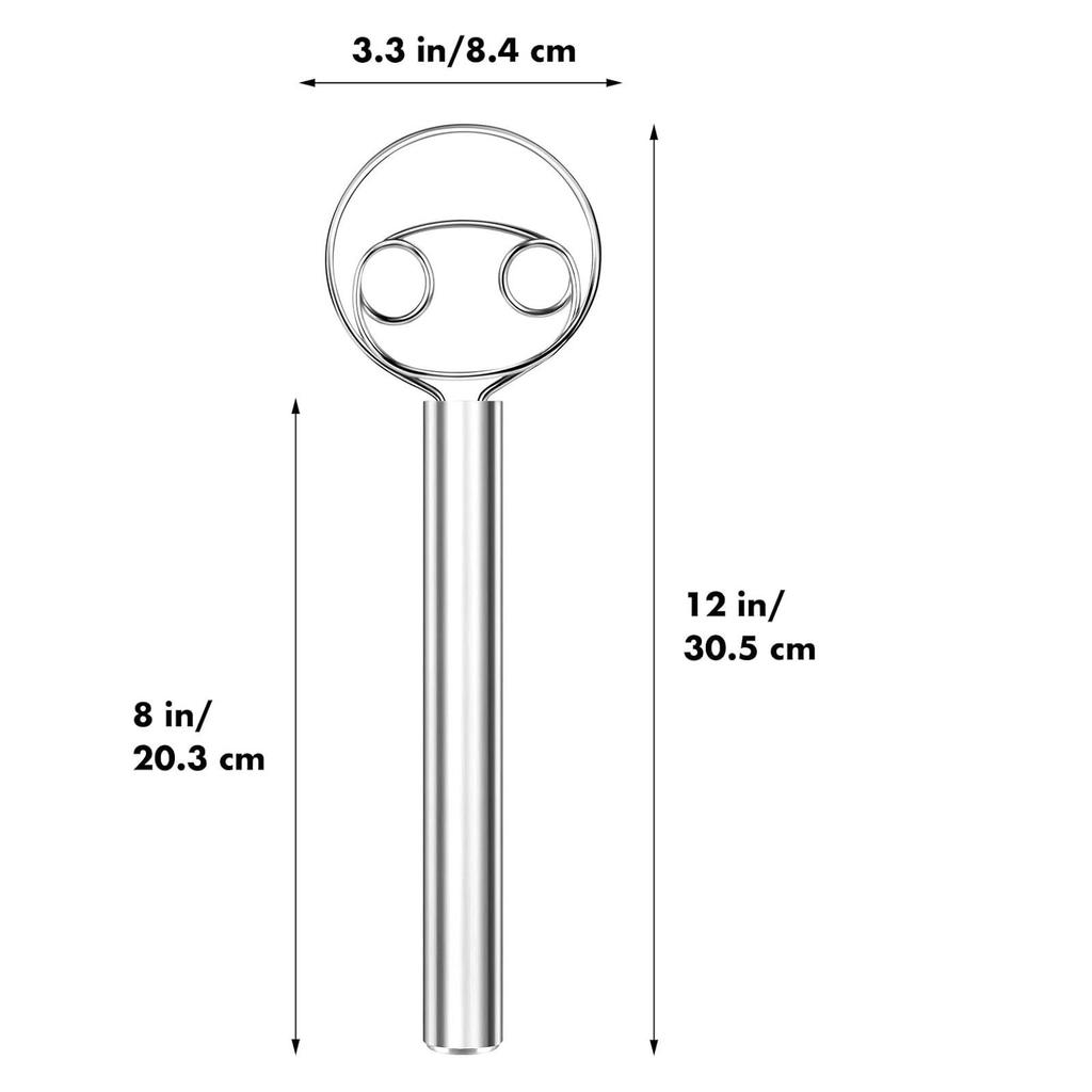 304 Stainless Steel Dough Whisk, Dishwasher Safe Danish Dough Whisk, Dutch Bread Whisk for Sourdough, Pizza, Pastry, Cake Batter, 12-inch Sourdough