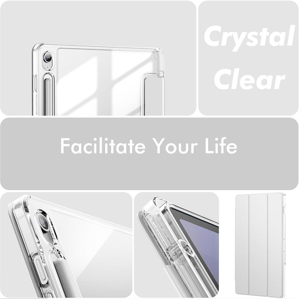 Unisex Clear Crystal Tablet Case for Xiaomi Pad 6 6Pro 5 5Pro 11 Inch with Pen Slot Transparent Back Support Auto Sleep/wake Cover
