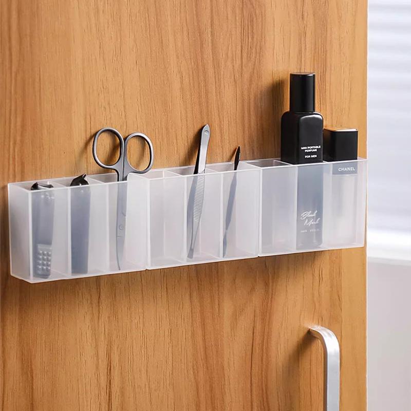 Mirror Cabinet Bathroom Wall-mounted Transparent and Simple Lipstick and Cosmetic Storage and Separation Box Without Perforation