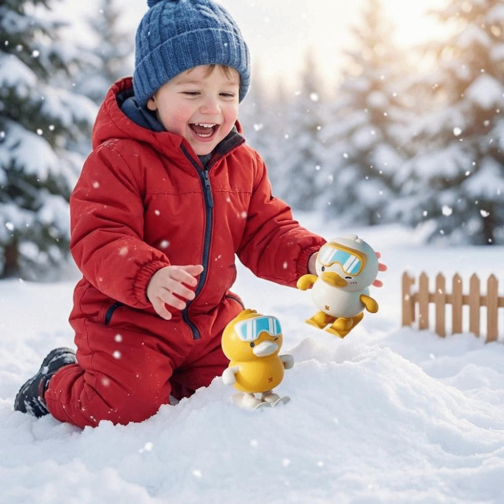 Yellow Duck Clockwork Duck Toy Clockwork Design Jumping Duck Toy Skiing duck toy  Bathroom Toy