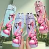 1PC Pink Flamingo Bird 750ml Color Plastic Sports Water Bottle Leakproof Flip Straw Lid Suitable for Sports Office Home Use