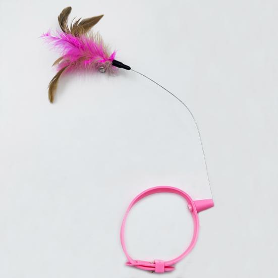 Silicone Cat Collar Toy with Bell Adjustable Teasing Wand Cats Interactive Feather Collar Toys Self-Entertaining Pet Supplies for Play All Day