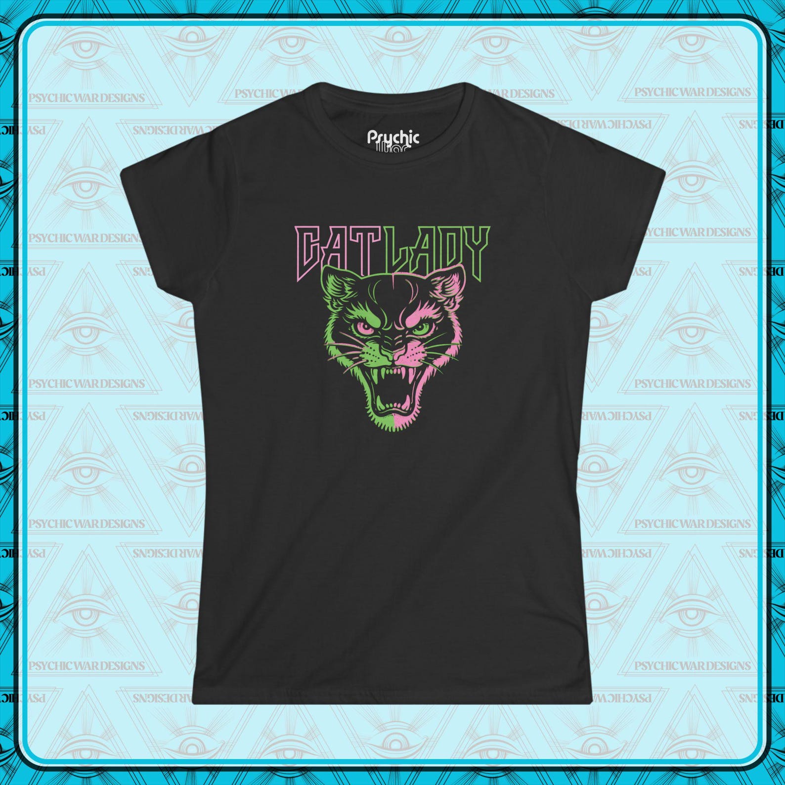 Cat Lady Shirt Retro Neon Cat Lover Tee Punk Cat T Shirt Pink Green Goth Cat Mom Gift Alternative Graphic Top Women crazy cat lady savage S