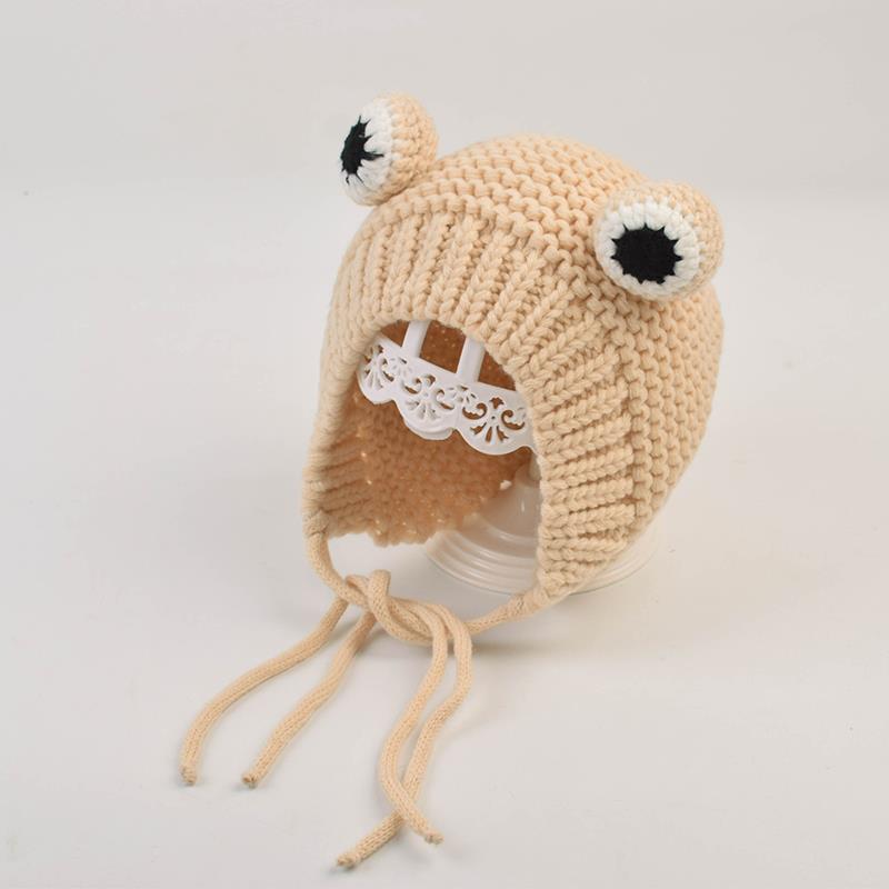 Baby Hat Autumn and Winter Infant Woolen Hat Frog Baby Hat Cute Super Cute Plus Velvet Warm Knitted Hat