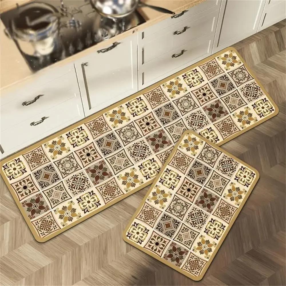 1/2pcs Kitchen Floor Mat, Anti-Slip And Easy To Maintain, Home Decoration, Entrance Porch Carpet, Living Room Floor Mat