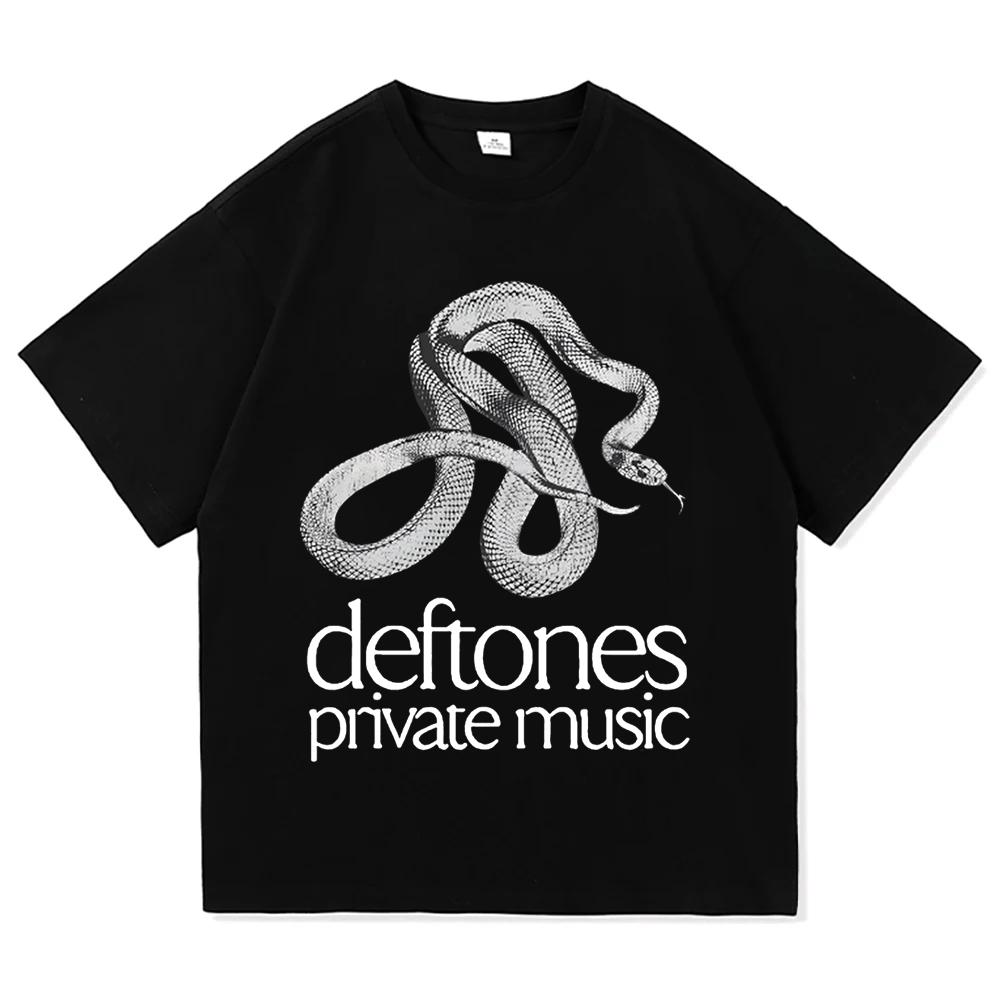 Private Music Tracklist Tees Deftones Rock Band Printing T-shirt Cotton Loose Short Sleeve T Shirt Women Unisex Unisex Streetwear
