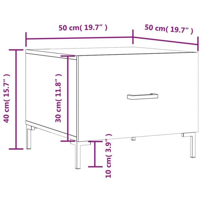 VidaXL Table basse Sonoma gris 50x50x40 cm Bois d'ingénierie 829408