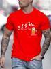 Summer Men's 100% Cotton Casual Size Jumping In Beer Print Round Neck Short Sleeved T-shirt Top