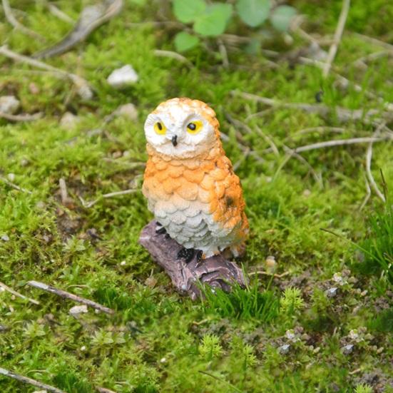 Mini Owl Figurine, Resin Tiny Owl Statue, Miniature Bird Ornament, Micro-Landscape Decoration for Succulents Planters Moss Bottles Fairy Garden