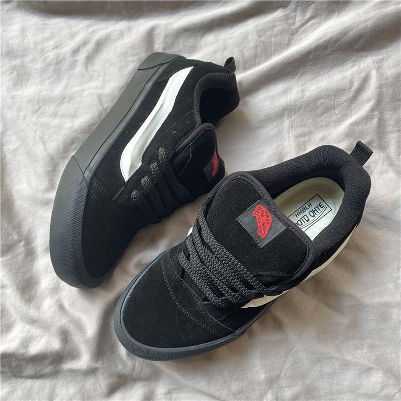 Knu skool scarpe da ginnastica nere e bianche viola a forma di pane ramo di fascia alta retrò americano colore a contrasto scarpe da skate casual a taglio basso