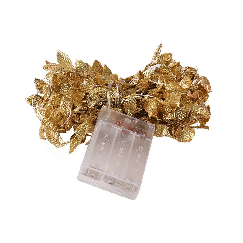 Cross-border LED Golden Leaf Copper String Lights - Rattan Garland for Christmas and Holiday Decor
