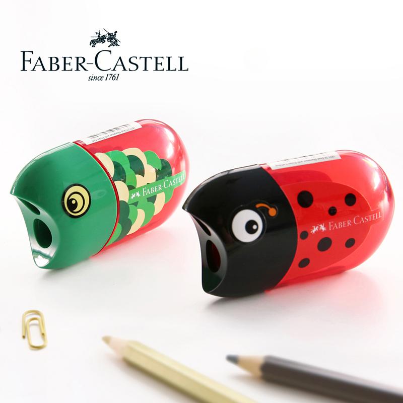 1Pc Faber Castell Double Hole Pencil Sharpener with Eraser Ladybug Fish Eagle Cute Stationery Back To School