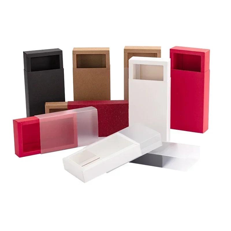 Kraft Paper Frosted Translucent Packaging Box PVC Plastics Drawer Festival Gifts Storage Carton Desserts Cake Packing Boxes