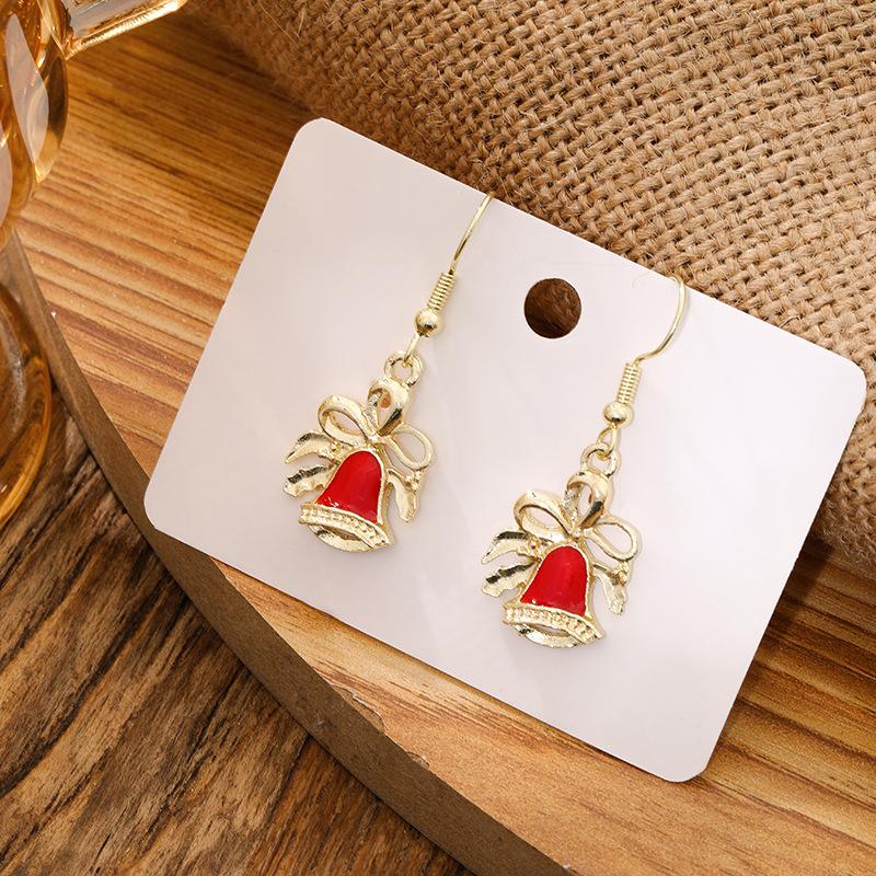 Christmas Santa Snowflake Earrings Cane Candy Bells Elk Earrings Christmas Hat Earrings