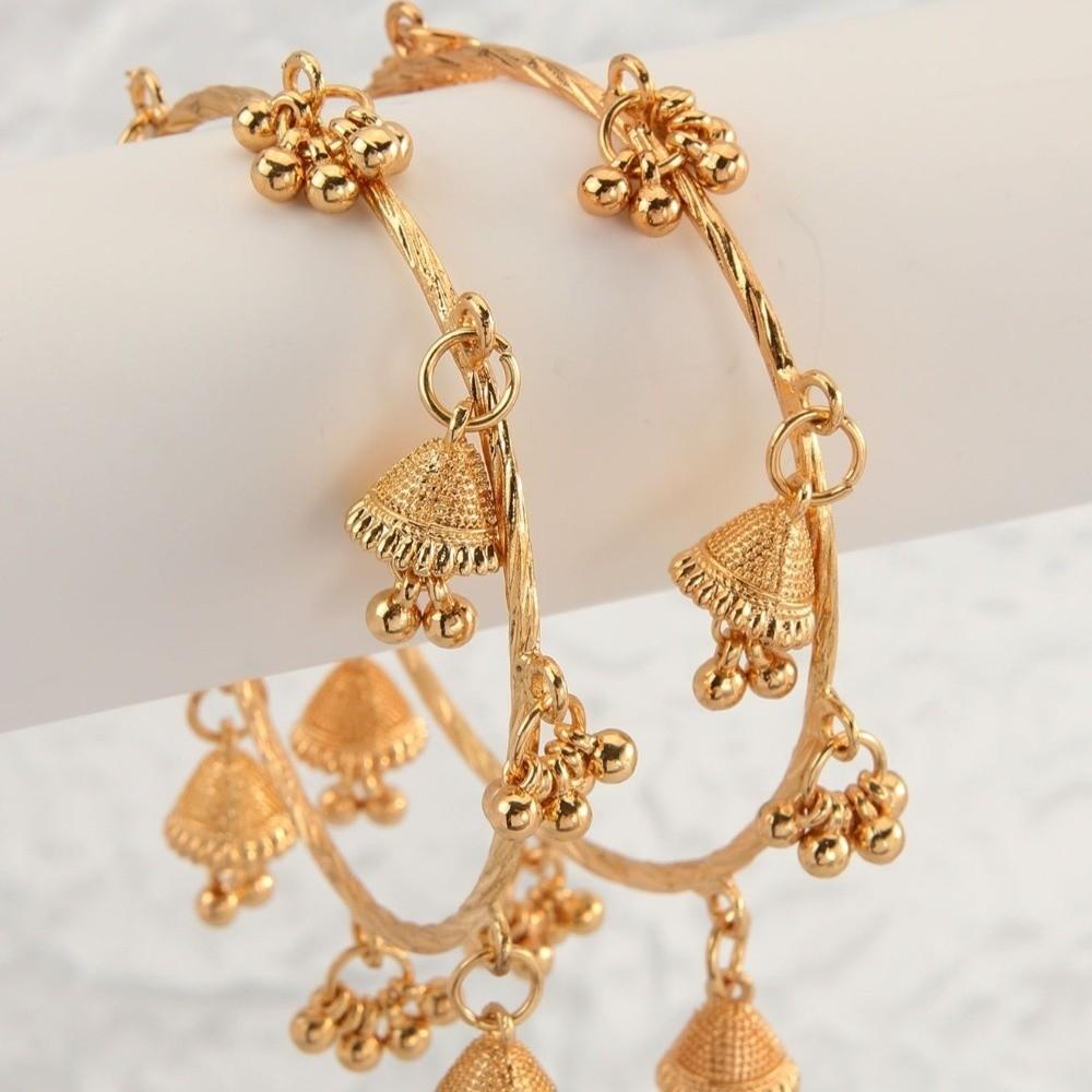 2pcs Zinc Zinc Alloy Bohemian Style Bracelets Elegant Multi-Drop Ornament Bangle Bell Charm Bracelet Daily