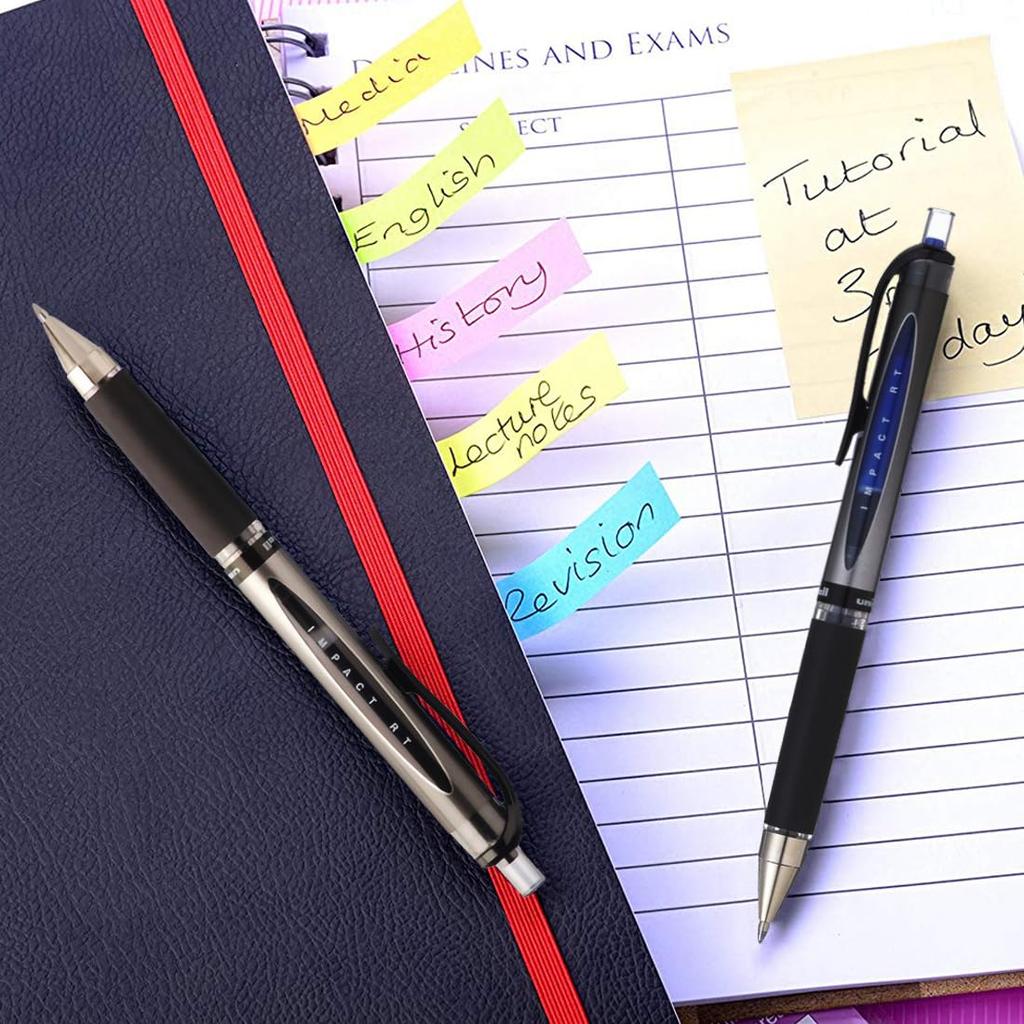 Uni-ball UMN-152S Gel Impact RT Retractable Rollerball Pen, 1.0mm Tip, Smooth Writing, Pack of 3, Blue Ink for School & Office