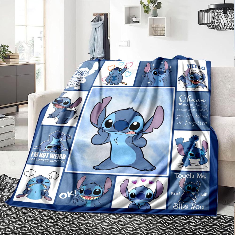 Lilo Stitch Collage Flannel Blanket Super Soft Warm Cozy Blanket For Sofa Bed Office Travel Allseason Home Decor Gift