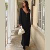 European & American Autumn/Winter Sexy Backless Knitted Long Dress Beach Cover-up